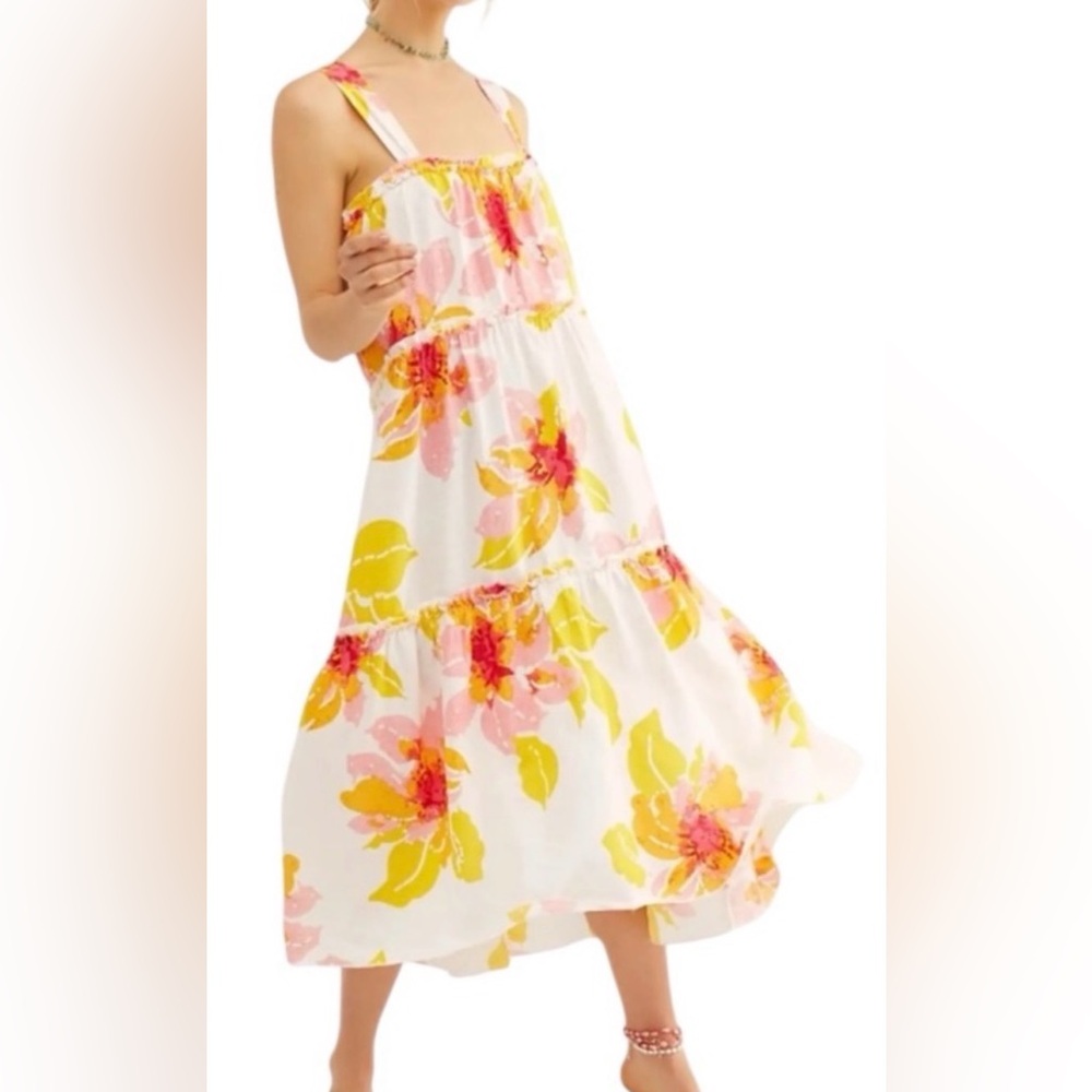Floral Sundress with Pink and Yellow Accents